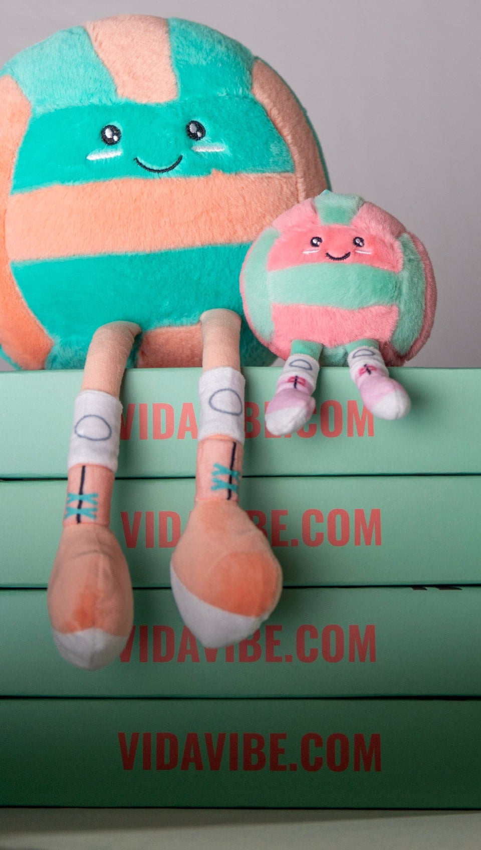 Mini Teal & Pink Plushie Charm – Volleyball Keychain